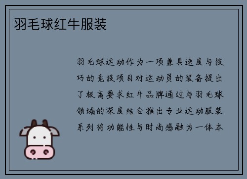 羽毛球红牛服装